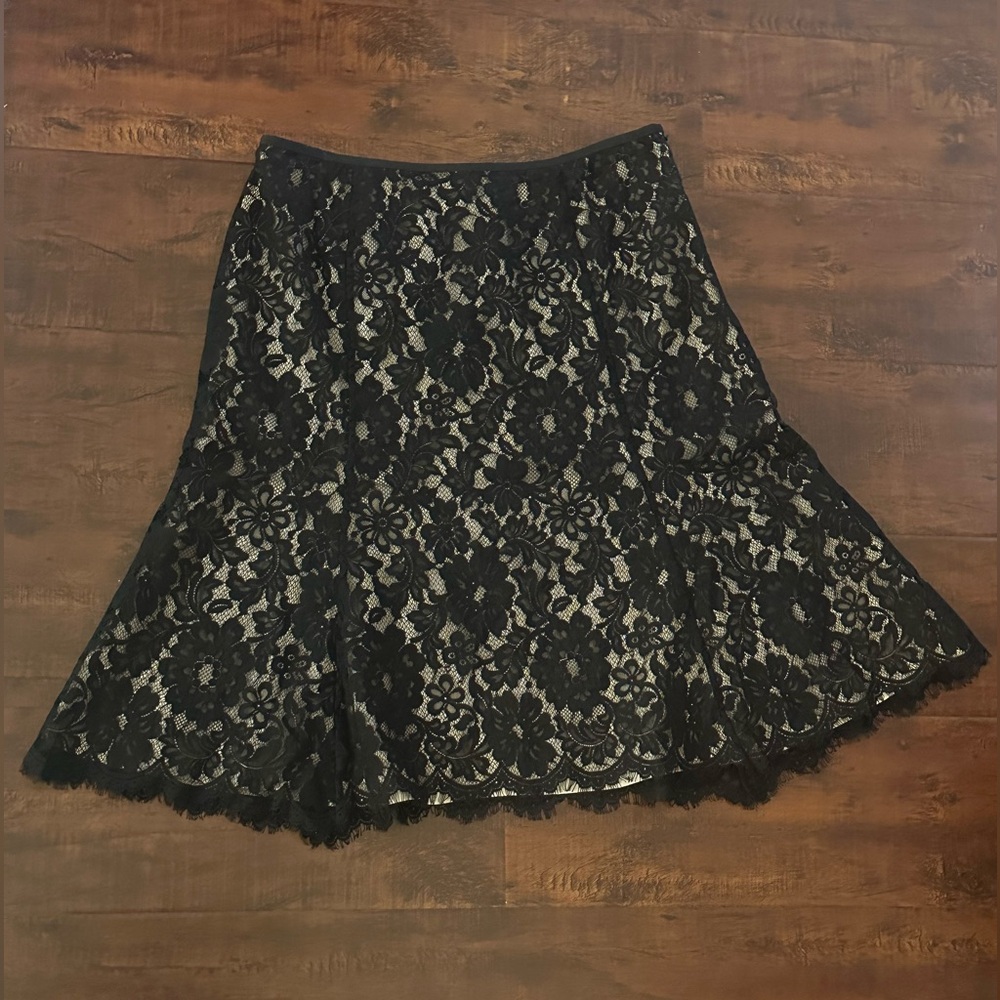 Ann Taylor Black Lace A-Line Skirt